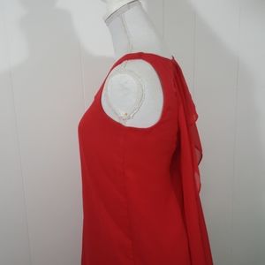 Iz Byer Red Chiffon Back Midi Dress XS Sleeveless Cocktail Party Dress